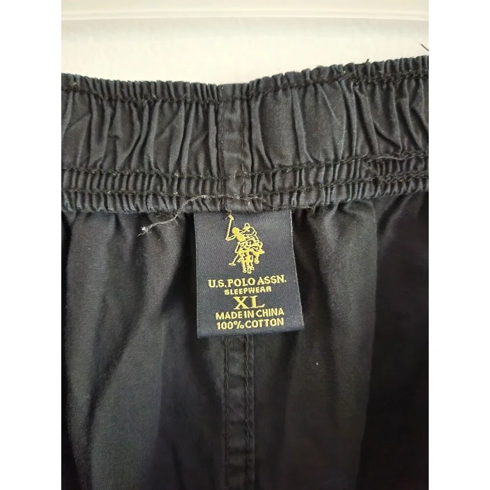 US Polo Assn Men's 100% Cotton Pajama Pants Black Size XL